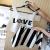  Dress set cotton shirt Skin letters LOVE. / Skirt zipper dress white vertical stripes - Black Code: ailiyo: AI-5184.